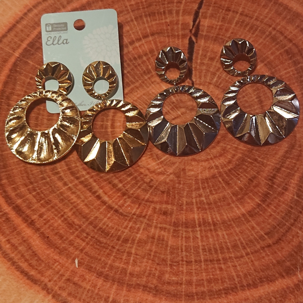 Ella Earrings, Gold And Silver Tones. Nwt.